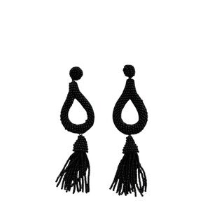 Anthropologie Black Beaded Loop Earrings